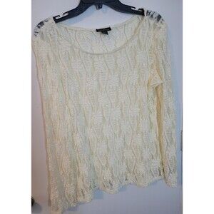 Cartise Women's Cream Textured Lace Long-Sleeve Top XL